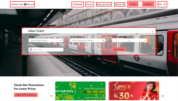 Airline Train Service website